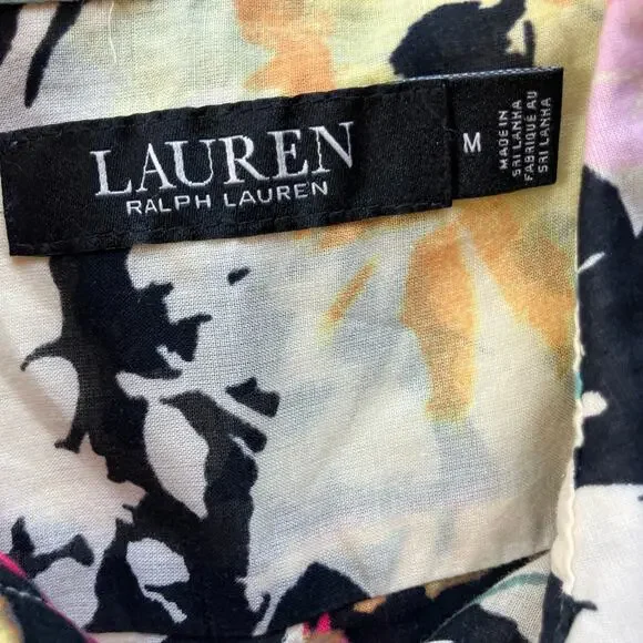 Lauren Ralph Lauren Retro Floral Print Button Up Shirt Women's Size M - Picture 6 of 6